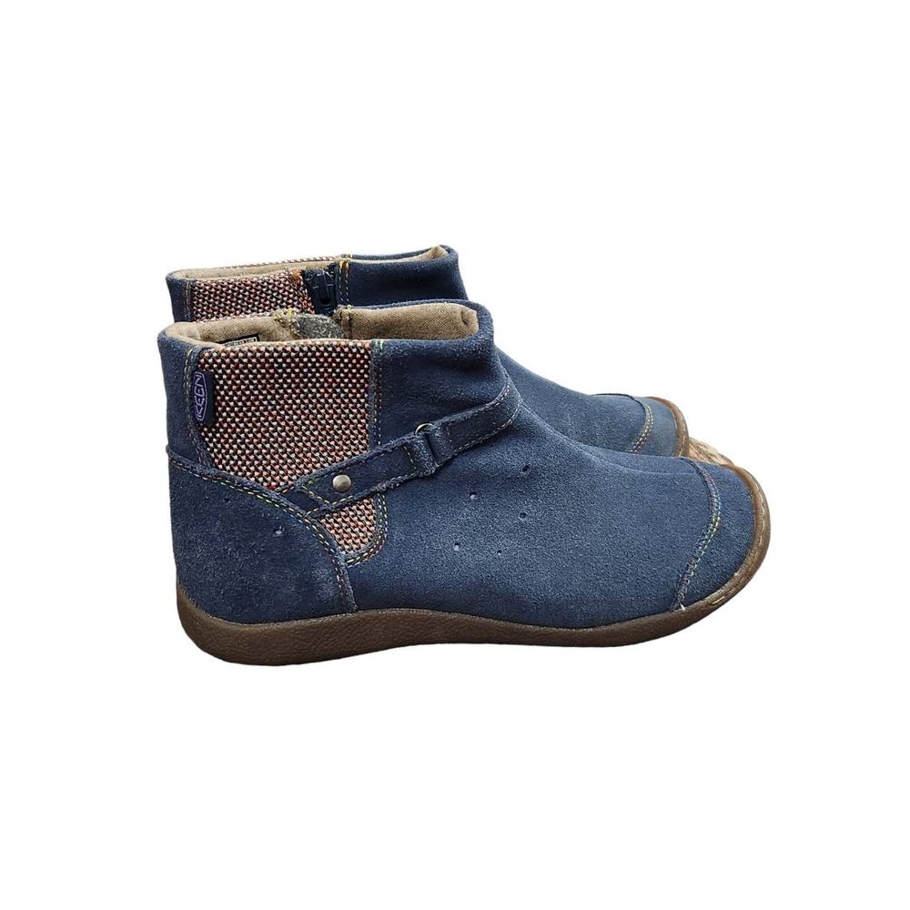 KEEN womens blue suede zip up boots sz 5 flexible rubber sole excellent cond.